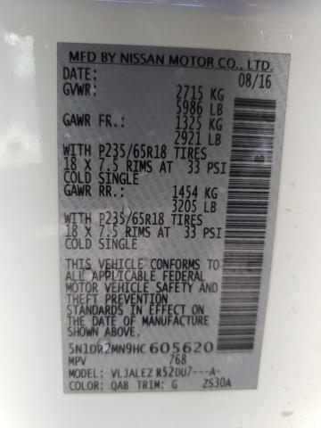Photo 10 from auction – 2017 NISSAN PATHFINDER with VIN 5N1DR2MN9HC605620