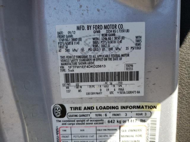 Photo 10 from auction – 2013 FORD F150 SUPER with VIN 1FTFW1EF4DKD25613