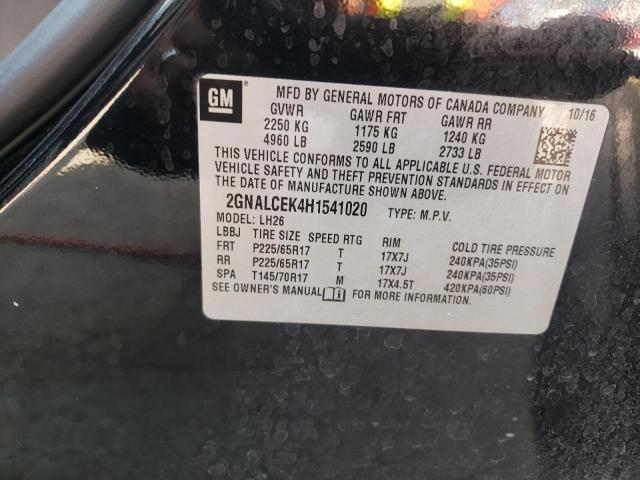 Photo 10 from auction – 2017 CHEVROLET EQUINOX LT with VIN 2GNALCEK4H1541020
