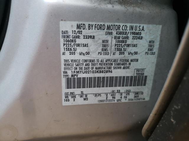 Photo 10 from auction – 2003 FORD ESCAPE XLS with VIN 1FMYU02103KB82896