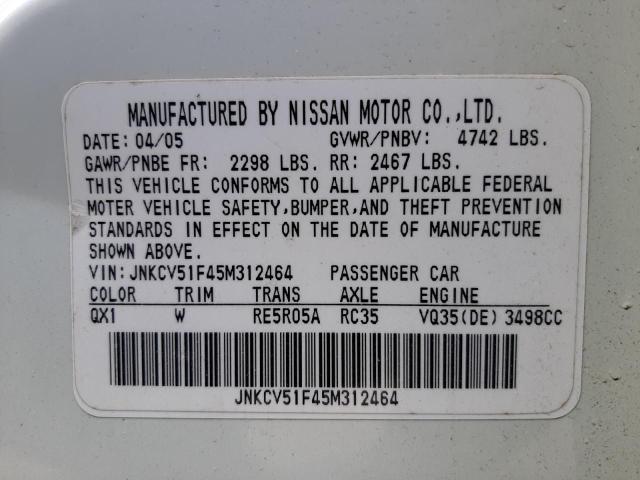 Photo 10 from auction – 2005 INFINITI G35 with VIN JNKCV51F45M312464