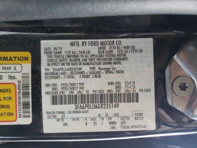 Photo 10 from auction – 2016 FORD FUSION SE with VIN 3FA6P0LU6GR235149