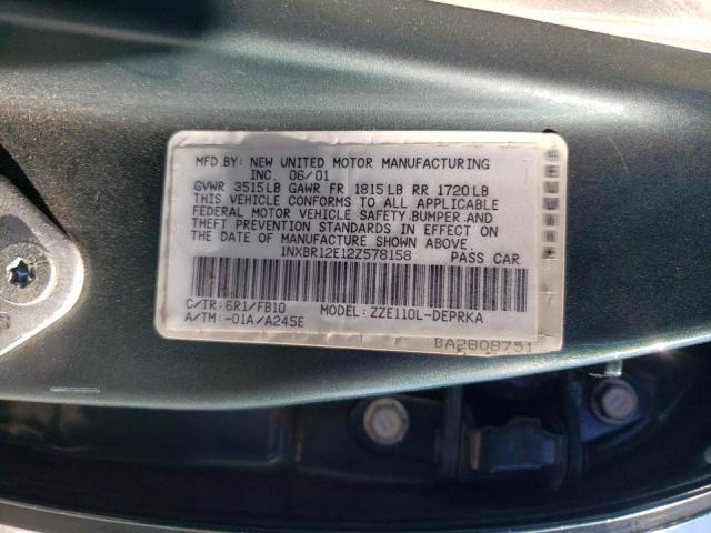 Photo 10 from auction – 2002 TOYOTA COROLLA CE with VIN 1NXBR12E12Z578158