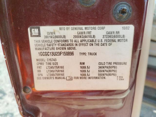 Photo 10 from auction – 2003 CHEVROLET SILVERADO with VIN 1GCGC13U23F150896