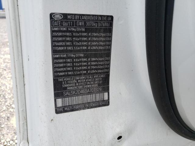 Photo 10 from auction – 2011 LAND ROVER RANGE ROVE with VIN SALSK2D46BA707329