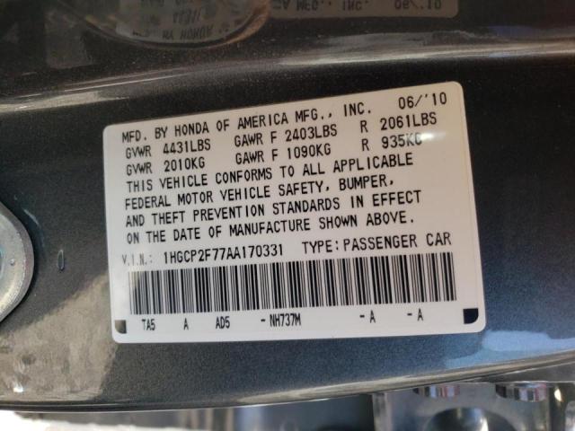 Photo 10 from auction – 2010 HONDA ACCORD EX with VIN 1HGCP2F77AA170331