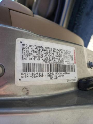 Photo 10 from auction – 2000 TOYOTA CAMRY CE with VIN JT2BF22K7Y0258635