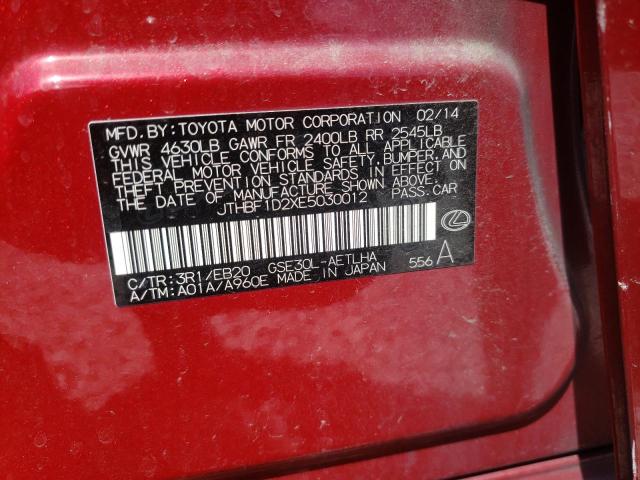 Photo 10 from auction – 2014 LEXUS IS 250 with VIN JTHBF1D2XE5030012
