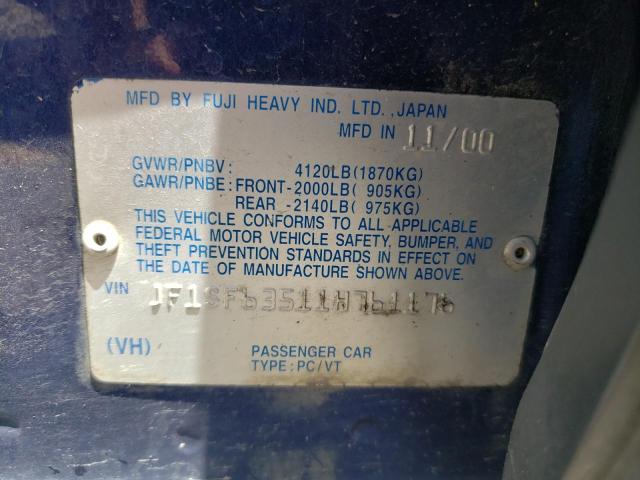Photo 10 from auction – 2001 SUBARU FORESTER L with VIN JF1SF63511H761176