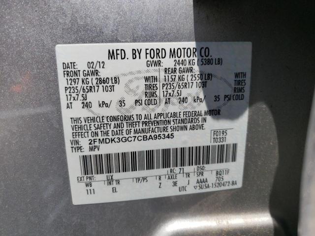 Photo 10 from auction – 2012 FORD EDGE SE with VIN 2FMDK3GC7CBA95345
