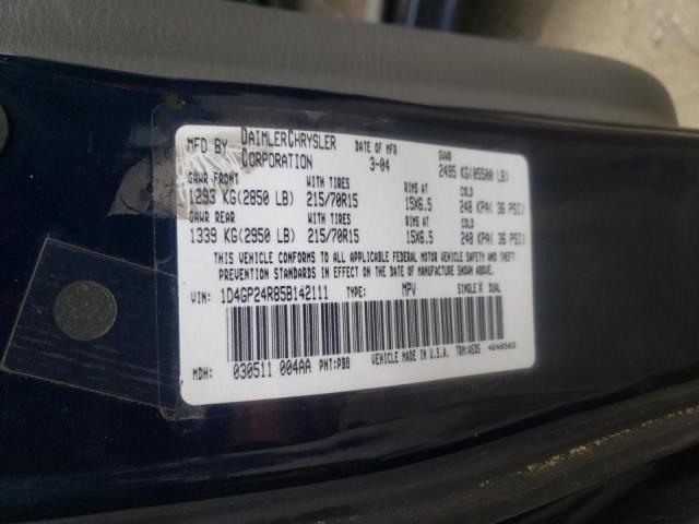 Photo 10 from auction – 2005 DODGE GRAND CARA with VIN 1D4GP24R85B142111