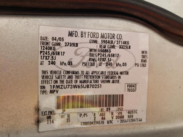 Photo 10 from auction – 2005 FORD EXPLORER X with VIN 1FMZU73W65UB70251