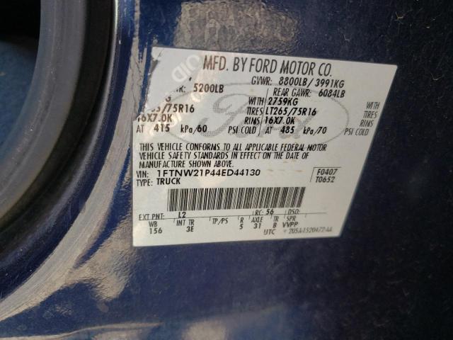 Photo 10 from auction – 2004 FORD F250 SUPER with VIN 1FTNW21P44ED44130