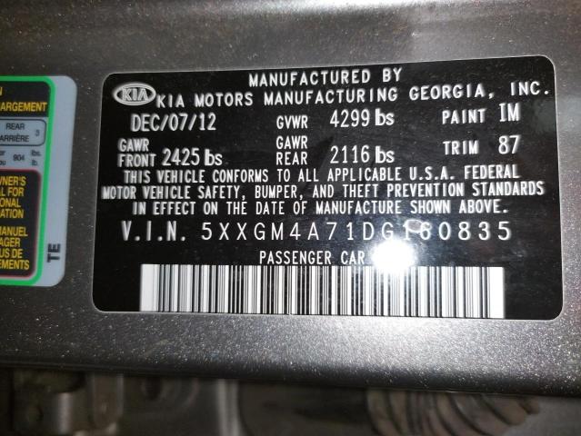 Photo 10 from auction – 2013 KIA OPTIMA LX with VIN 5XXGM4A71DG160835