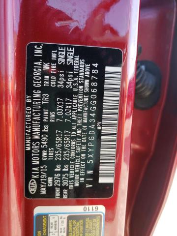 Photo 10 from auction – 2016 KIA SORENTO LX with VIN 5XYPGDA34GG068784