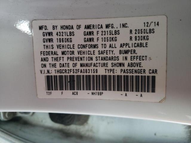 Photo 10 from auction – 2015 HONDA ACCORD SPO with VIN 1HGCR2F52FA083159