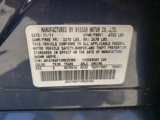 Photo 10 from auction – 2012 INFINITI G37 BASE with VIN JN1CV6AP1CM625360