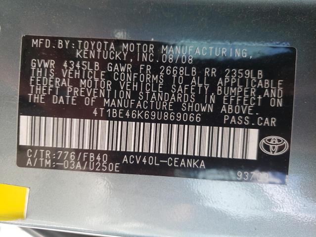Photo 10 from auction – 2009 TOYOTA CAMRY BASE with VIN 4T1BE46K69U869066