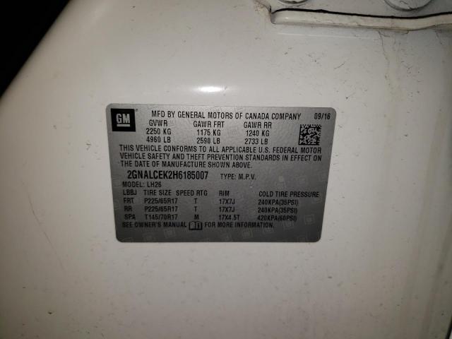 Photo 10 from auction – 2017 CHEVROLET EQUINOX LT with VIN 2GNALCEK2H6185007