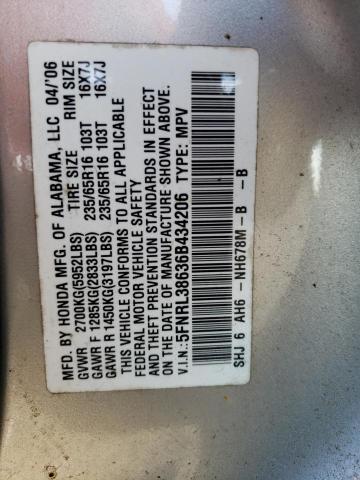 Photo 10 from auction – 2006 HONDA ODYSSEY EX with VIN 5FNRL38636B434206