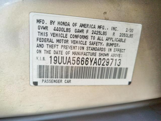 Photo 10 from auction – 2000 ACURA 3.2TL with VIN 19UUA5666YA029713