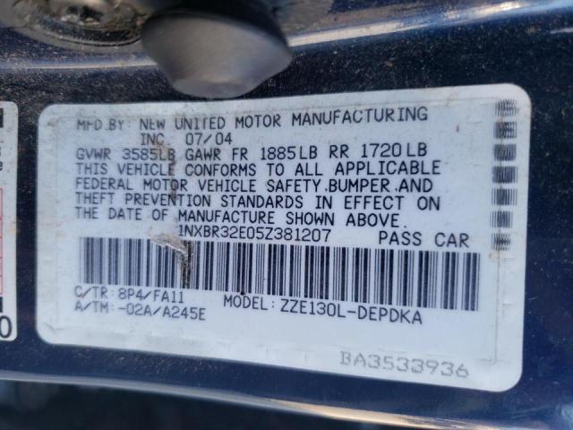 Photo 10 from auction – 2005 TOYOTA COROLLA CE with VIN 1NXBR32E05Z381207