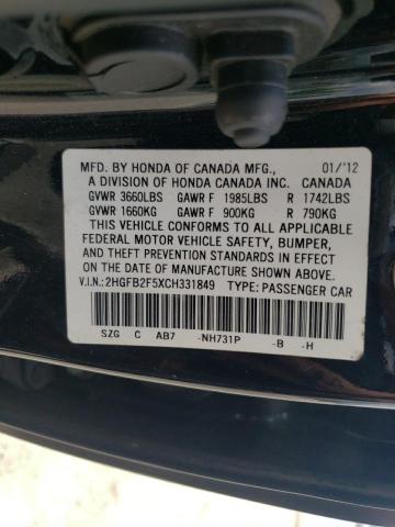Photo 10 from auction – 2012 HONDA CIVIC LX with VIN 2HGFB2F5XCH331849