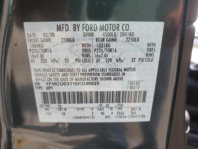 Photo 10 from auction – 2008 FORD ESCAPE XLT with VIN 1FMCU03118KD48925