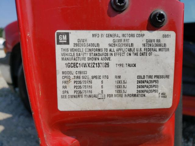 Photo 10 from auction – 2002 CHEVROLET SILVERADO with VIN 1GCEC14WX2Z137026