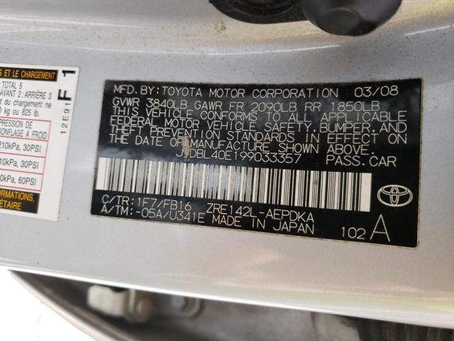 Photo 10 from auction – 2009 TOYOTA COROLLA BA with VIN JTDBL40E199033357
