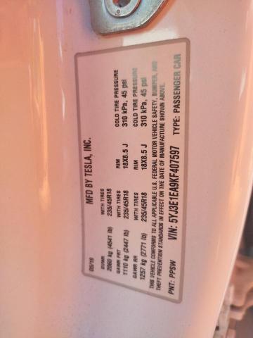 Photo 10 from auction – 2019 TESLA MODEL 3 with VIN 5YJ3E1EA9KF407597