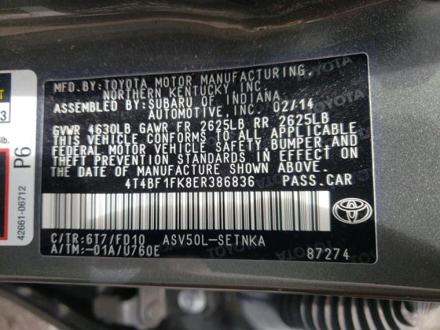 Photo 10 from auction – 2014 TOYOTA CAMRY L with VIN 4T4BF1FK8ER386836