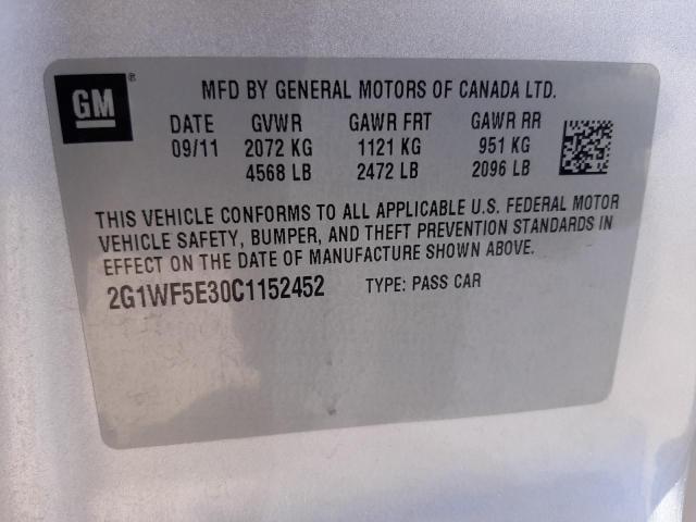 Photo 10 from auction – 2012 CHEVROLET IMPALA LS with VIN 2G1WF5E30C1152452