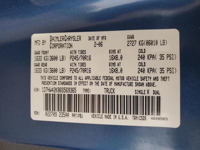 Photo 10 from auction – 2006 DODGE DAKOTA SLT with VIN 1D7HW42K86S569365