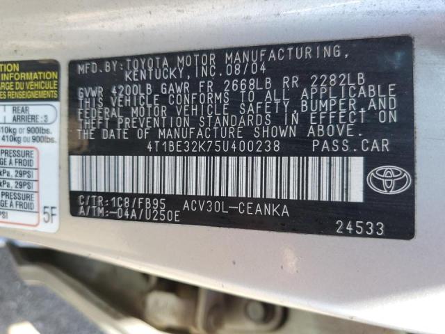 Photo 10 from auction – 2005 TOYOTA CAMRY LE with VIN 4T1BE32K75U400238