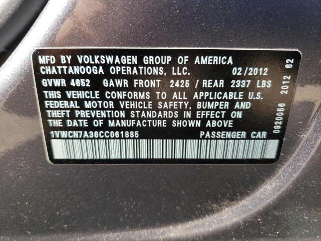 Photo 10 from auction – 2012 VOLKSWAGEN PASSAT SEL with VIN 1VWCN7A36CC061885
