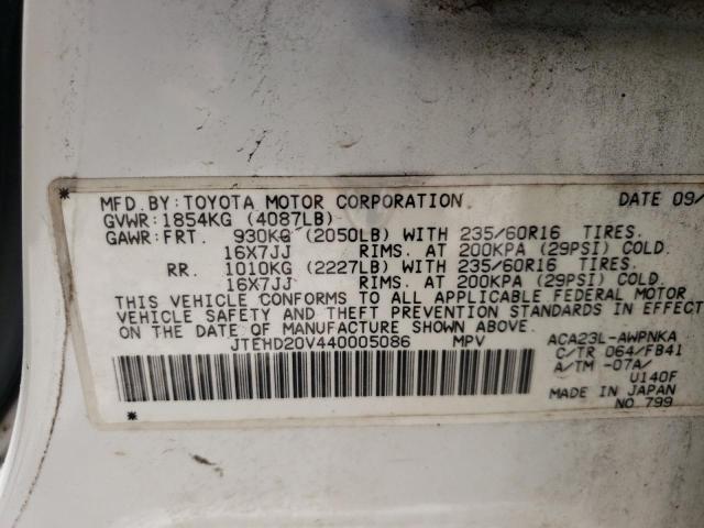 Photo 10 from auction – 2004 TOYOTA RAV4 with VIN JTEHD20V440005086