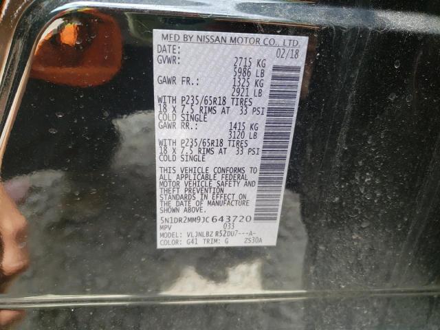Photo 10 from auction – 2018 NISSAN PATHFINDER with VIN 5N1DR2MM9JC643720