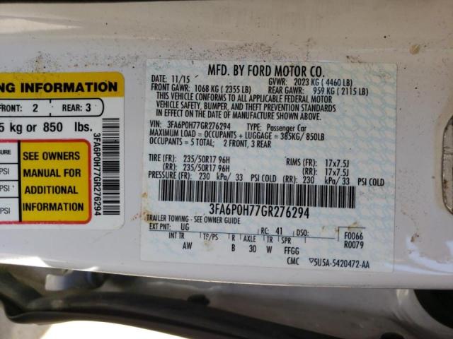 Photo 10 from auction – 2016 FORD FUSION SE with VIN 3FA6P0H77GR276294