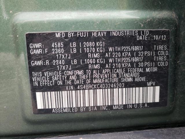 Photo 10 from auction – 2013 SUBARU OUTBACK 2. with VIN 4S4BRCKC4D3246203