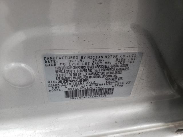 Photo 10 from auction – 2019 NISSAN VERSA S with VIN 3N1CN7AP6KL863025