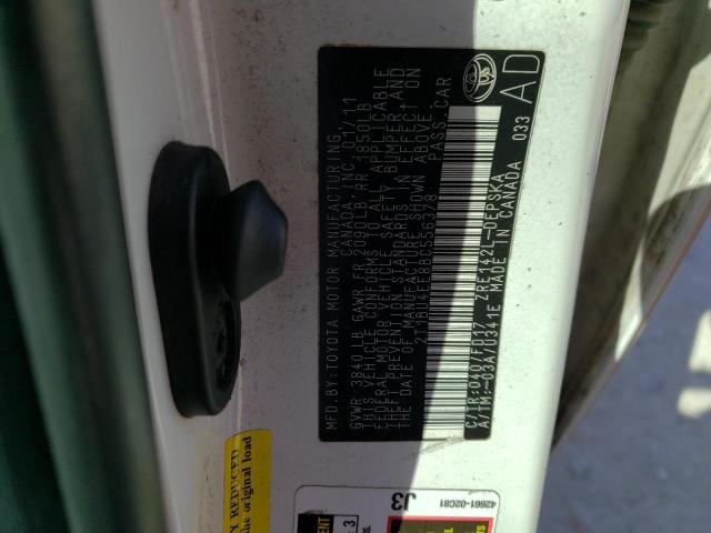 Photo 10 from auction – 2011 TOYOTA COROLLA BA with VIN 2T1BU4EE8BC556378
