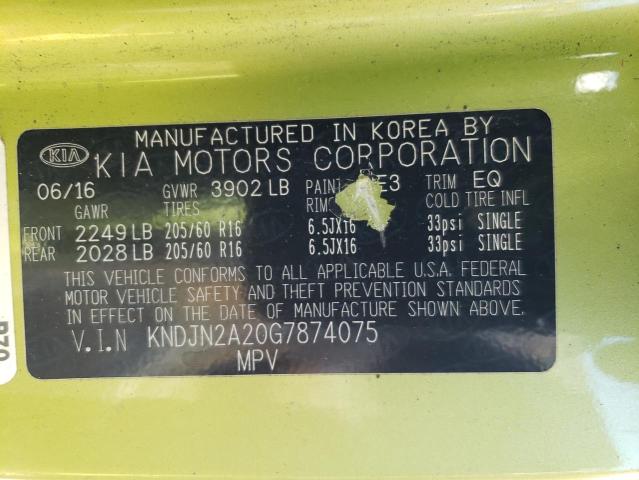Photo 10 from auction – 2016 KIA SOUL with VIN KNDJN2A20G7874075