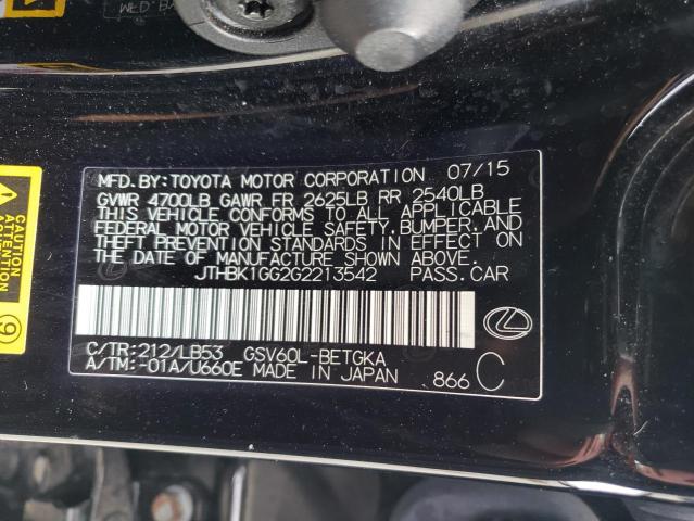 Photo 10 from auction – 2016 LEXUS ES 350 with VIN JTHBK1GG2G2213542