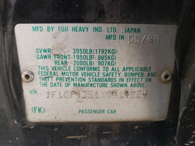 Photo 10 from auction – 1999 SUBARU IMPREZA L with VIN JF1GF4351XG814824