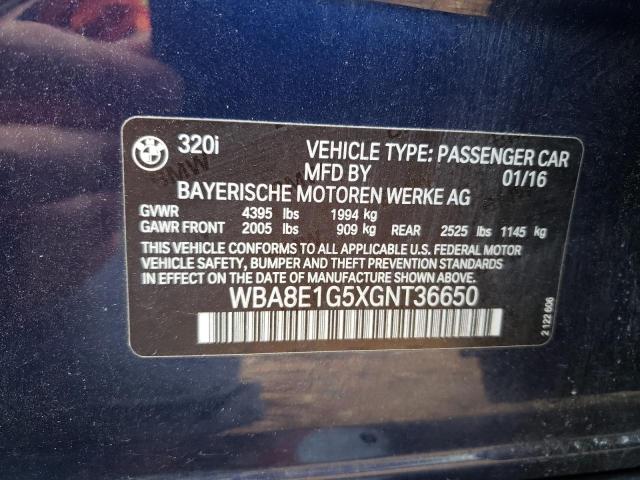 Photo 10 from auction – 2016 BMW 320 I with VIN WBA8E1G5XGNT36650