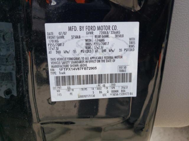Photo 10 from auction – 2007 FORD F150 with VIN 1FTPX14V87FB72905