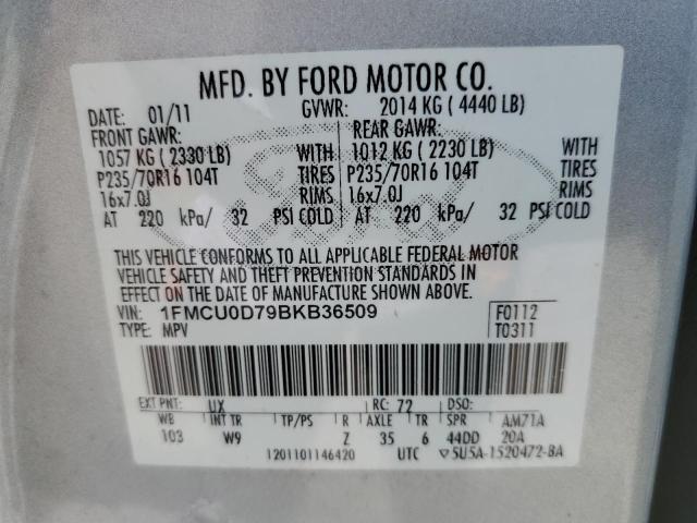 Photo 10 from auction – 2011 FORD ESCAPE XLT with VIN 1FMCU0D79BKB36509