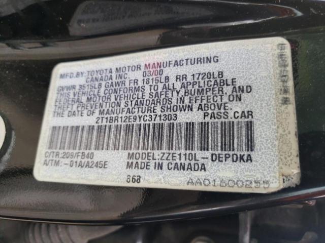 Zdjęcie 10 z aukcji – 2000 TOYOTA COROLLA VE z VIN 2T1BR12E9YC371303