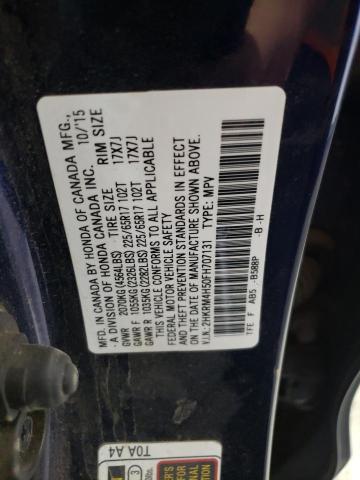 Photo 10 from auction – 2015 HONDA CR-V EX with VIN 2HKRM4H50FH707131